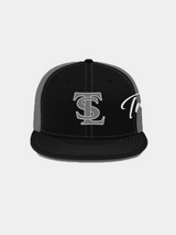 DOUBLE STITCHED LETTERMAN FITTED CAP | BLACK GREY