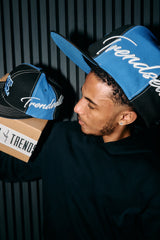 DOUBLE STITCHED LETTERMAN FITTED CAP | BLACK BLUE