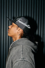 DOUBLE STITCHED LETTERMAN FITTED CAP | BLACK GREY