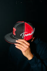 DOUBLE STITCHED LETTERMAN FITTED CAP | BLACK RED
