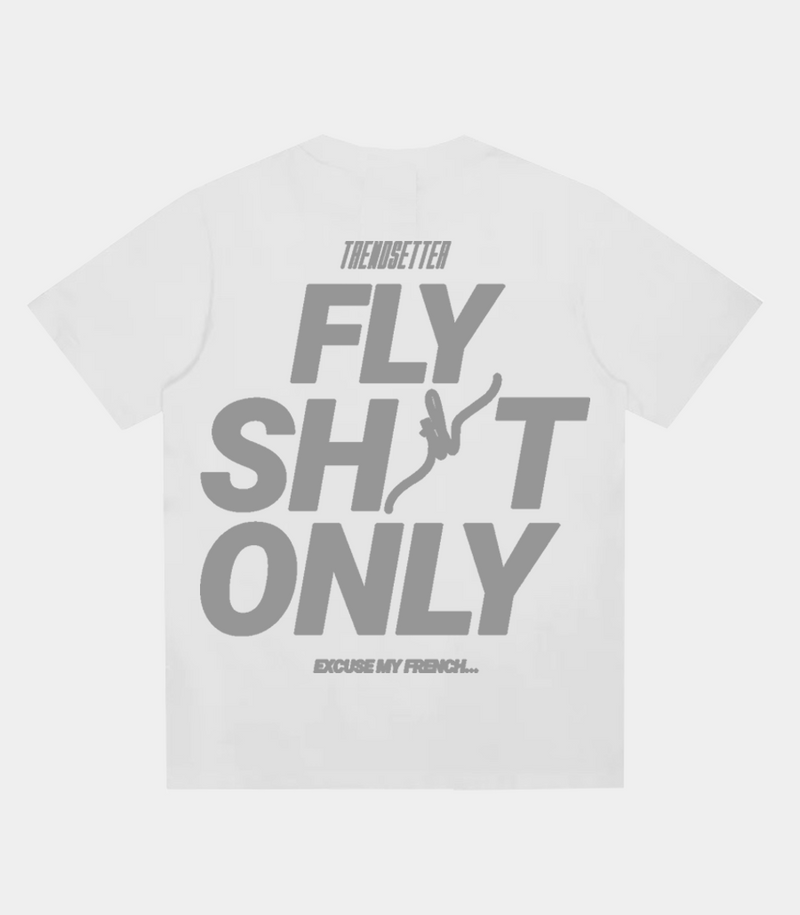 Fly Sh*t Only Tee - White & Grey